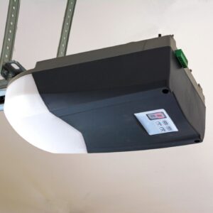 Close-up of an automatic garage door opener motor.